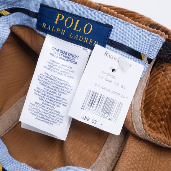 NWT Polo Ralph Lauren PRL Tiger Corduroy Brown Baseball Hat Cap - Picture 10 of 10